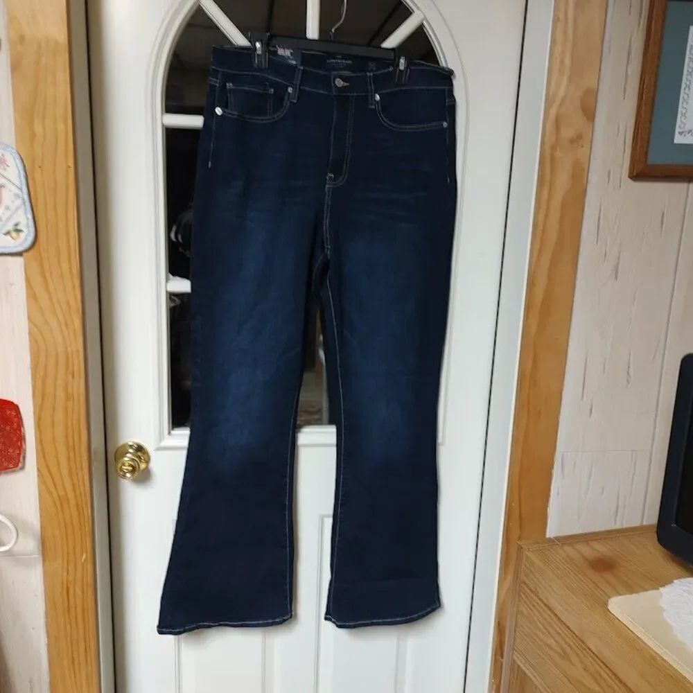 New Lucky Brand Stevie Dark Blue High Rise Flare Jeans Size Women's 14